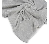 Lobeko Personalised Baby Blanket for Newborn Baby Wrap with Embroidered Name Custom Baby Blankets for Baby Girl or Boy Blanket for Pram or Car Seat 75 x 100 cm, 4 Colours (Grey)
