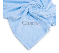 Lobeko Personalised Baby Blanket for Newborn Baby Wrap with Embroidered Name Custom Baby Blankets for Baby Girl or Boy Blanket for Pram or Car Seat 75 x 100 cm 4 Colours (Blue)
