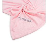 Lobeko Personalised Baby Blanket for Newborn Baby Wrap with Embroidered Name Custom Baby Blankets for Baby Girl or Boy Blanket for Pram or Car Seat 75 x 100cm 4 Colours (Pink)