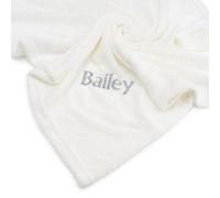 Lobeko Personalised Baby Blanket for Newborn Baby Wrap with Embroidered Name Custom Baby Blankets for Baby Girl or Boy Blanket for Pram or Car Seat 75 x 100 cm 4 Colours (White)