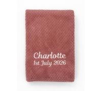Lobeko Personalised Baby Blanket with Name Custom Newborn Blanket 75x100cm Soft Waffle Fleece Cot & Pram Blanket Embroidered Baby Gift for Baby Shower, Christening, Baby Boys & Girls