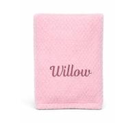 Lobeko Personalised Baby Blanket with Name Custom Newborn Blanket 75x100cm Soft Waffle Fleece Cot & Pram Blanket Embroidered Baby Gift for Baby Shower, Christening, Baby Boys & Girls