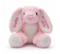 Lobeko Personalised Baby Bunny Teddy Bear - Soft Plush Rabbit with Custom Name & Date - Newborn Baby Gift, Baby Shower Present, Nursery Soft Toy, Baby’s 1st - 5 Colours