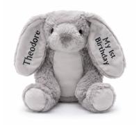 Lobeko Personalised Baby Bunny Teddy Bear - Soft Plush Rabbit with Custom Name & Date - Newborn Baby Gift, Baby Shower Present, Nursery Soft Toy, Baby’s 1st - 5 Colours