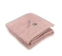 Lobeko Personalised Dog Blanket Large Teddy Bear Fleece Custom Pet Blanket with Name 120cm x 150cm Embroidered Paw Print Design Washable 5 Colours (Dusty Pink)