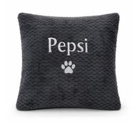 Lobeko Personalised Dog Cushion 45x45cm - Custom Embroidered Pet Pillow with Name, Waffle Texture - 5 Colours, Paw Print, Paws Off or Reserved For Cushion Cover, Personalised Pet Gift
