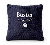 Lobeko Personalised Dog Cushion 45x45cm - Custom Embroidered Pet Pillow with Name, Waffle Texture - 5 Colours, Paw Print, Paws Off or Reserved For Cushion Cover, Personalised Pet Gift