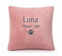 Lobeko Personalised Dog Cushion 45x45cm - Custom Embroidered Pet Pillow with Name, Waffle Texture - 5 Colours, Paw Print, Paws Off or Reserved For Cushion Cover, Personalised Pet Gift