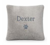 Lobeko Personalised Dog Cushion 45x45cm - Custom Embroidered Pet Pillow with Name, Waffle Texture - 5 Colours, Paw Print, Paws Off or Reserved For Cushion Cover, Personalised Pet Gift