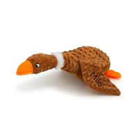 Lobeko Personalised Duck Plush Dog Toy with Honk & Crinkle Sounds Custom Embroidered with Dog’s Name Comfort Cuddle Toy for Puppies Soft Plush Dog Puppy Toy 45cm Assorted Colours (Brown)