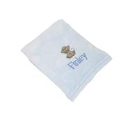 Lobeko Personalised Fleece Baby Blankets, Animal Designs, 4 Colours, 100x75cm, Zebra Giraffe Monkey Rabbit with Embroidered Name (Blue - Monkey)