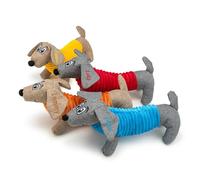 Lobeko Personalised Plush Dog Toy with Name on Ear Custom Squeaky Puppy Toy in 4 Colors Soft Fun & Durable Dog Birthday Gift Cute Squeaky Sausage Dog Toys for All Breeds