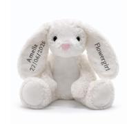 Lobeko Personalised Bunny Soft Toy Custom Embroidered Stuffed Animal with Name Baby Gift for Girls & Boys, Newborn Keepsake, 1st Birthday Gift, Super Soft Plush Cuddly Toy