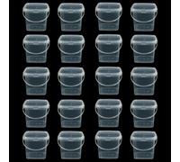 Lobergel 20 Pack 17OZ Square Slime Containers, Ice Cream Buckets with Lids and Handles, 500ml Clear Cocktail Rum Buckets for Drinks, Plastic Transparent Tub Kitchen Restaurant Supplies