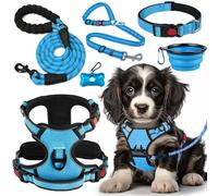 LOBEVE No Pull Dog Harness, Collar & Lead Set | Includes Dog Seat Belt, Collapsible Bowls & Poo Bags Dispenser | Ideal for Training, Walking, Hiking | Fits Small to Large Dogs