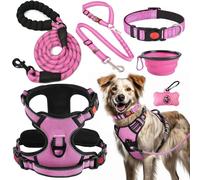 LOBEVE No Pull Dog Harness, Collar & Lead Set | Includes Dog Seat Belt, Collapsible Bowls & Poo Bags Dispenser | Ideal for Training, Walking, Hiking | Fits Small to Large Dogs