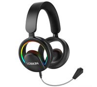 LOBKIN Open Ear Headphones, Bluetooth 6.0 Wireless Headset with Mic Detachable, Adjustable RGB Lights, Voice Assistant Comfortable Breathable Safe Lightweight Over Ear Headphones for Working Gaming