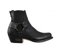 Loblan Boots 096 Original Classic Square Toe Short Ankle Biker Bike Black Leather