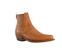 Loblan Boots 298 Tan Leather Classic Cowboy Original Western Hand Made Bike Biker Short Ankle Ladies UK - 5