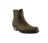 Loblan Boots 517 Brown Leather Square Toe Short Ankle Original Classic Cowboy Western Bike Biker