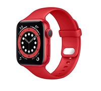 Lobnhot Compatible for Apple Watch Straps 44mm 45mm 42mm, Soft Silicone Sport Replacemnet Band Compatible with iWatch Series 7 6 5 4 3 2 1 SE for Men Women (Red,42/44/45mm)