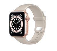 Lobnhot Compatible with Apple Watch Strap 42 mm 44 mm 45 mm, Soft Sport Silicone Replacement Strap, iWatch Series 7/SE/6/5/4/3/2/1 for Men and Women (42/44/45 mm Beige)