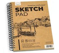 Lobome Toned Tan A4 Mixed Media Kraft Sketchbook - A4 Brown Paper with 60 Perforated Pages (120 Sheets) for Dry Light and Dark Media - 120gsm - A4 Size - 100% Recycled
