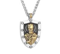 LOBON Religions Amulet Necklace Archangel ST Michael Pendant Stainless Steel Christian Belief Protection Necklace Gift for Men Women, Stainless Steel, No Gemstone