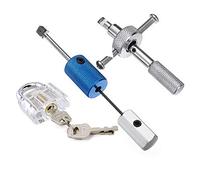 Loboo Idea 2pcs Disc Detainer Locksmith Tool and Transparent Blade Padlock .Civil Disc Transparent Lock with Lock Pick Set