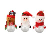 Loboo Idea 3 Pieces of Transparent Festival Sugar, Transparent Plastic Bottles, Santa Claus and Snow Decorations for The bar at Home