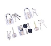 Loboo Idea 5-Piece Practice Lock Set for Beginner and Pro Locksmiths, Transparent Training Cutaway Crystal Pin Tumbler Keyed Padlock, Blade Padlock, AB Kaba Cylinder Lock and Bull Head Cylinder Lock