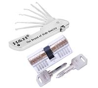 Loboo Idea 7-in-1 Lock Picking Set with Transparent 2-in-1 Training Lock Bonus E-Guides for Beginner and Pro Locksmiths (KABA Lock, White)