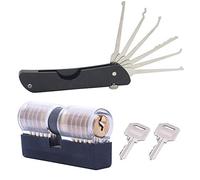 Loboo Idea 7-in-1 Lock Picking Set with Transparent 2-in-1 Training Lock with E-Guides for Beginner and Pro Locksmiths (Tool Set, Black)