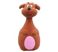 Loboo Idea Cartoon Squeaky Dog Toys with Chew resistive Latex, Interactive Sound & Teeth Cleaning Design for Puppies and Adult Dogs White Cow Animal Shape (Brown Dog)