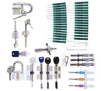 Loboo Idea Lock Pick Set, 45 Pieces Updated Version Premium Practice Lock Picking Tools with 9 Transparent Training Padlock for Lockpicking,Guide for Beginner and Locksmith Training