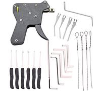 Loboo Idea Locksmith Tool Door Lock Opener Tool Kit, Including A Lock Pick Gun, 10 Pieces Broken Key Extractor Kit and 5 Pieces Tension Wrenches for Pro Locksmith and Beginners