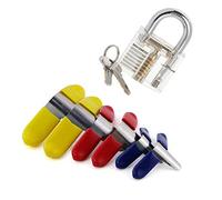 Loboo Idea Transparent Practice Padlock and 6pcs Padlock Shim Set for Lockpicking, Beginner and Pro Locksmiths