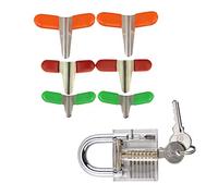 Loboo Idea Visible Keyed Padlock and 6pcs Lock Pick Shim Set for Lockpicking, Beginner and Pro Locksmiths