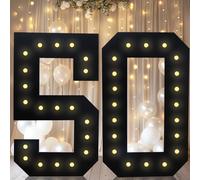 LOBOOM 4FT Black Marquee Number 50, LED Light Up Numbers for 50th Birthday Party Decorations, 4 Feet