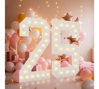 LOBOOM 4FT Light Up Numbers, Marquee Numbers 4 Feet Tall Giant Number 25 Mosaic Big Number Sign for 25th Birthday Party Backdrop Anniversary Decorations, Pre-Cut Large Frame
