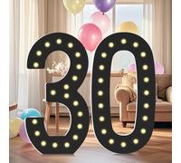 LOBOOM 4FT Marquee Light Up Numbers, Black Giant Marquee Number Big Mosaic Number for 30th Birthday Party Decorations Backdrop Anniversary Decor, Pre-Cut Frame