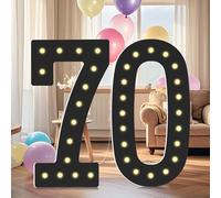 LOBOOM 4FT Marquee Light Up Numbers, Black Giant Marquee Number Big Mosaic Number for 70th Birthday Party Decorations Backdrop Anniversary Decor, Pre-Cut Frame