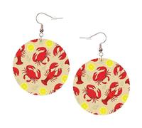 Lobster And Crab Leather Round Earrings Color Valentine'S Day Festival Activities Fashion Women'S