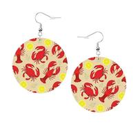 Lobster And Crab Leather Round Earrings Color Valentine'S Day Festival Activities Fashion Women'S