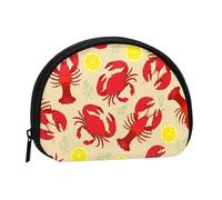 Lobster and Crab Mini Zipper Coin Purse, Small Travel Organizer with All-Over Print, Durable Polyester Fabric, Compact Pouch for Coins,Keys