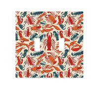 Lobster and Crab Modern Leather-Textured Dual Rocker Switch Plate Cover â€“ Premium Pc Material Wall Plate for Residential & Commercial Use, Full-Panel Printed Design with Decorative Painted Screws