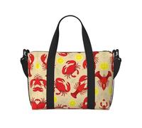 Lobster and Crab Patterned Duffel Bag Handbag, can be Worn Crossbody or Shoulder, Suitable for Travel and Camping.