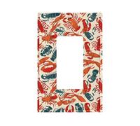 Lobster and Crab Premium Single-Gang Roman Frame Switch Plate â€“ Realistic Leather-Texture Finish, Durable Pc Material Wall Cover for Residential & Commercial Use (Includes Decorative Screws)