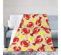 Lobster And Crab Print All Season Flannel Blanket Air Conditioning Throw Blankets For Bed Sofa Camping