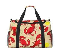 Lobster and Crab Print Ample Space Travel Duffle Bag Stylish with Waterproof Zipper for Airplane Gym